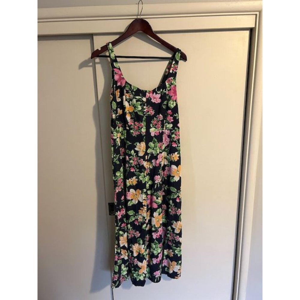Old Navy Floral Fit & Flare Linen-Blend Midi Dress